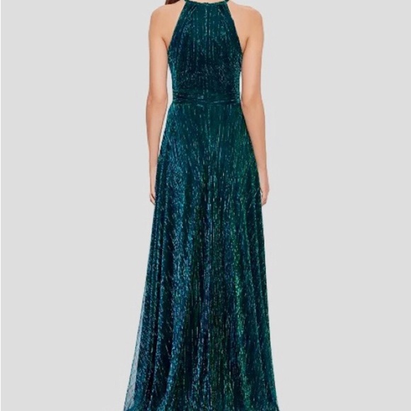 NWT Betsy & Adam Metallic Halter Gown 16W - Picture 5 of 13